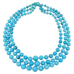 Vintage Turquoise Bead Pearl Necklace