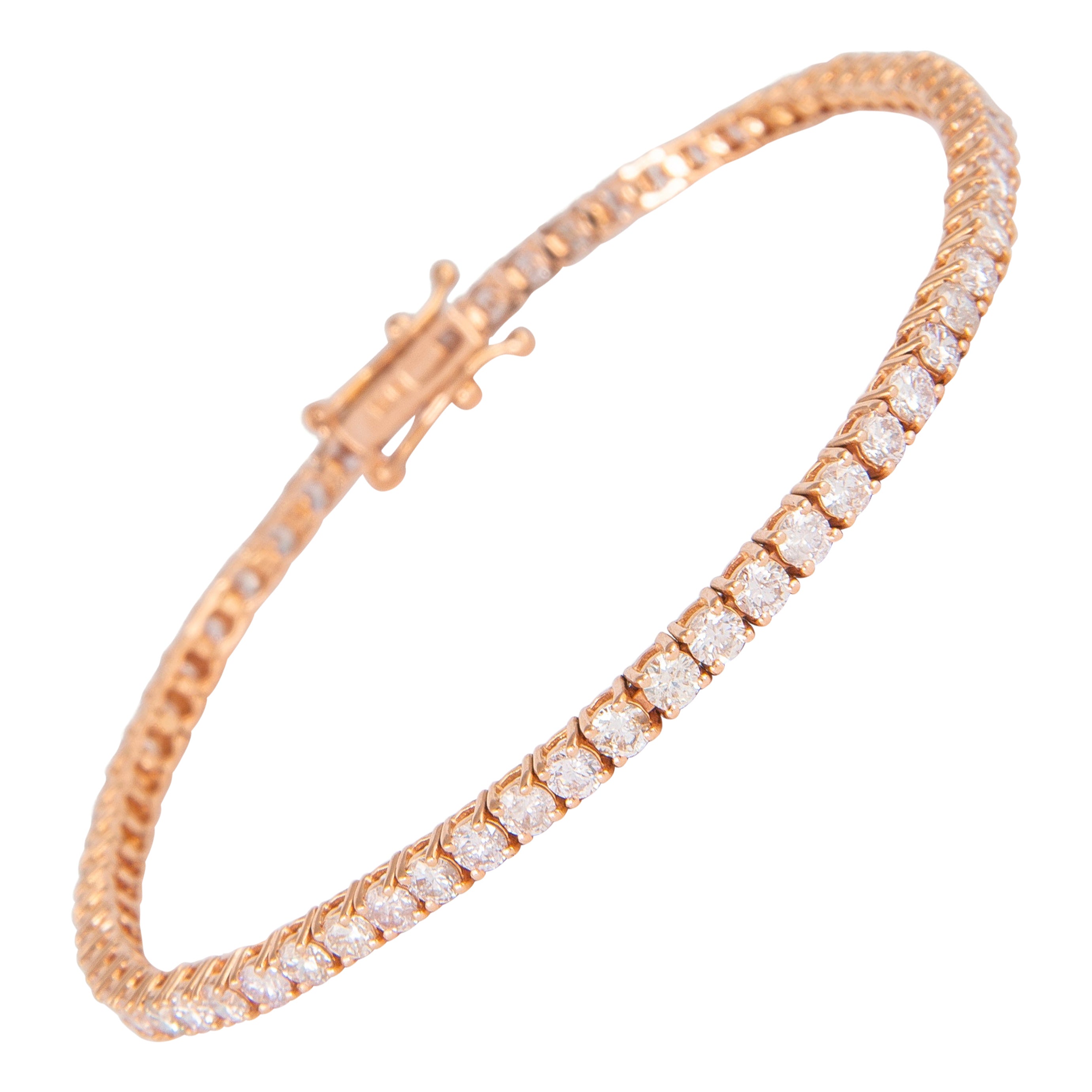 Alexander Bracelet tennis en or rose 14 carats avec diamants de 4,03 carats en vente