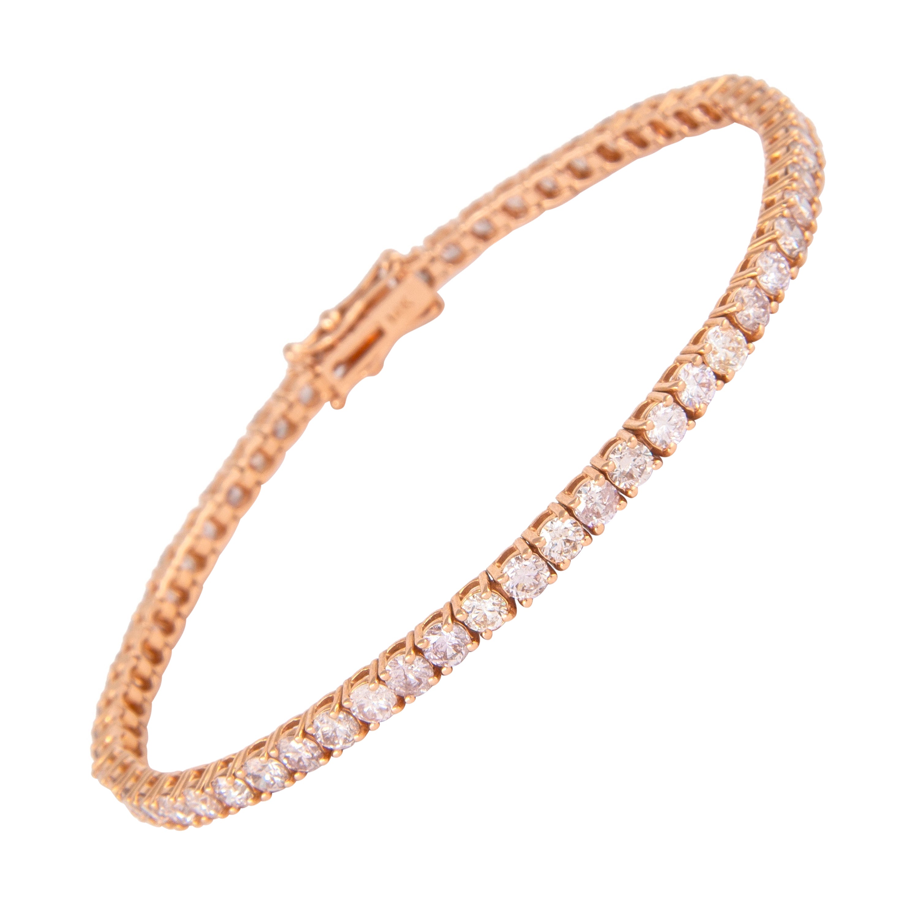 Alexander Bracelet tennis en or rose 14 carats avec diamants de 5,18 carats