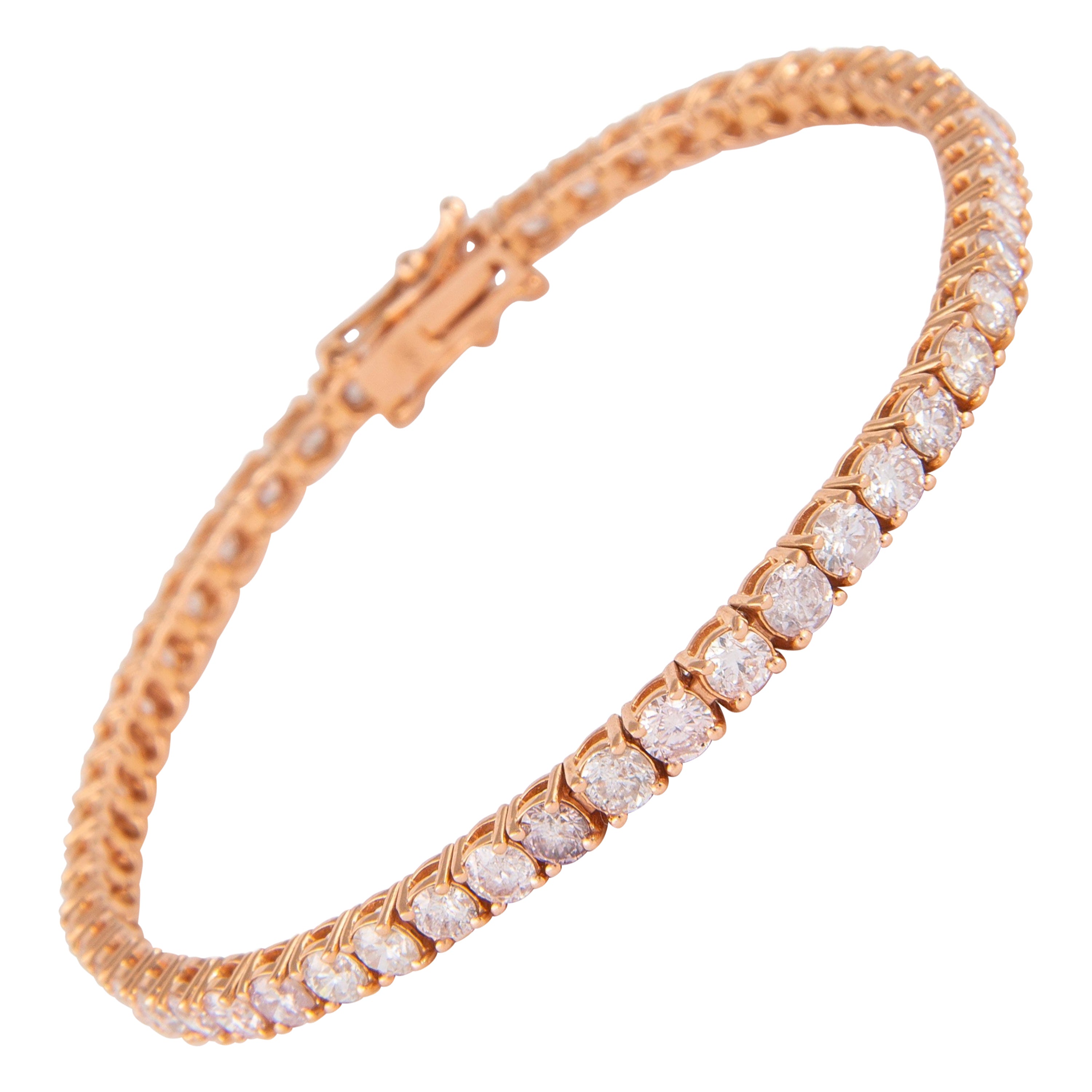 Alexander Bracelet tennis en or rose 14 carats avec diamants de 5,55 carats