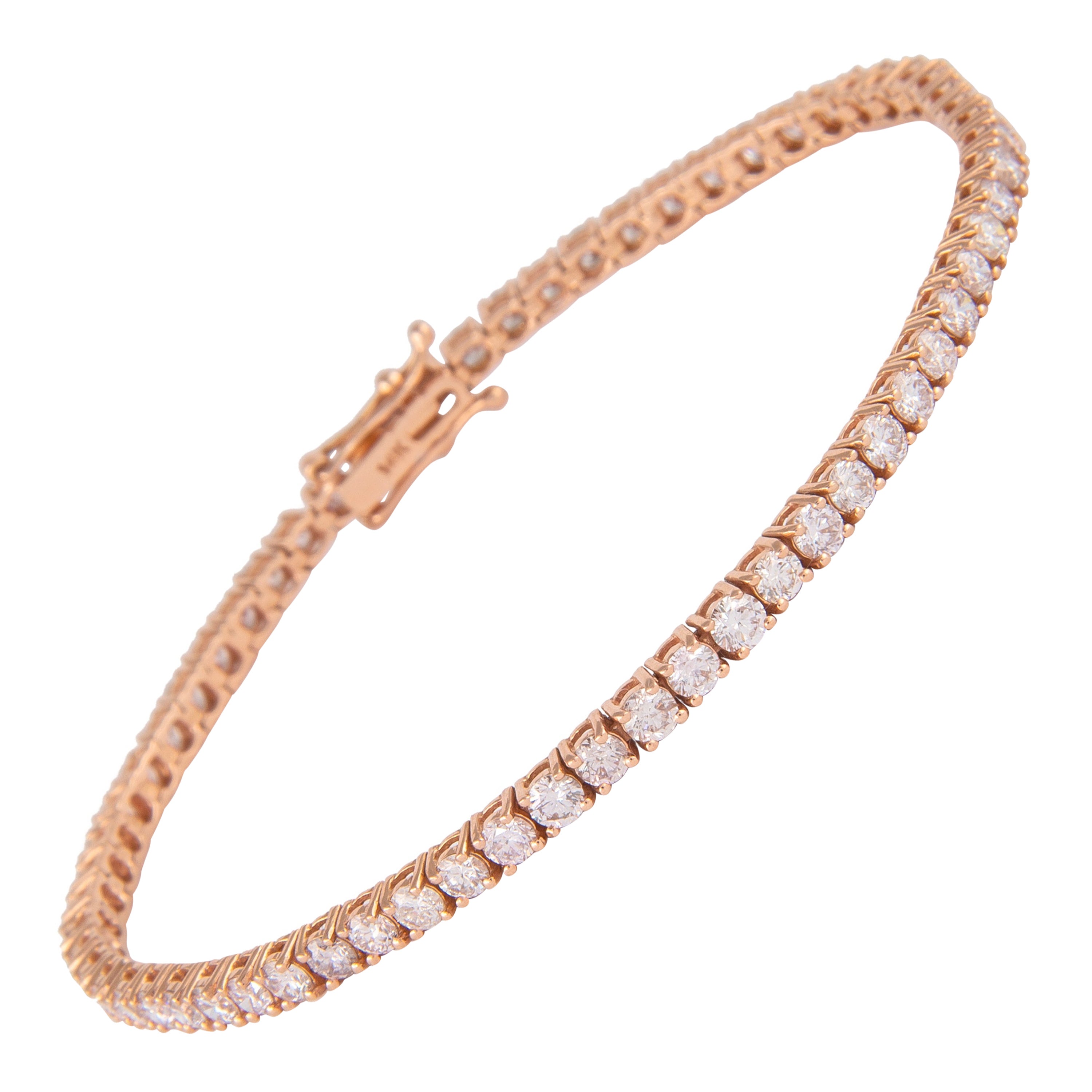 Alexander Bracelet tennis en or rose 14 carats avec diamants de 4,42 carats en vente