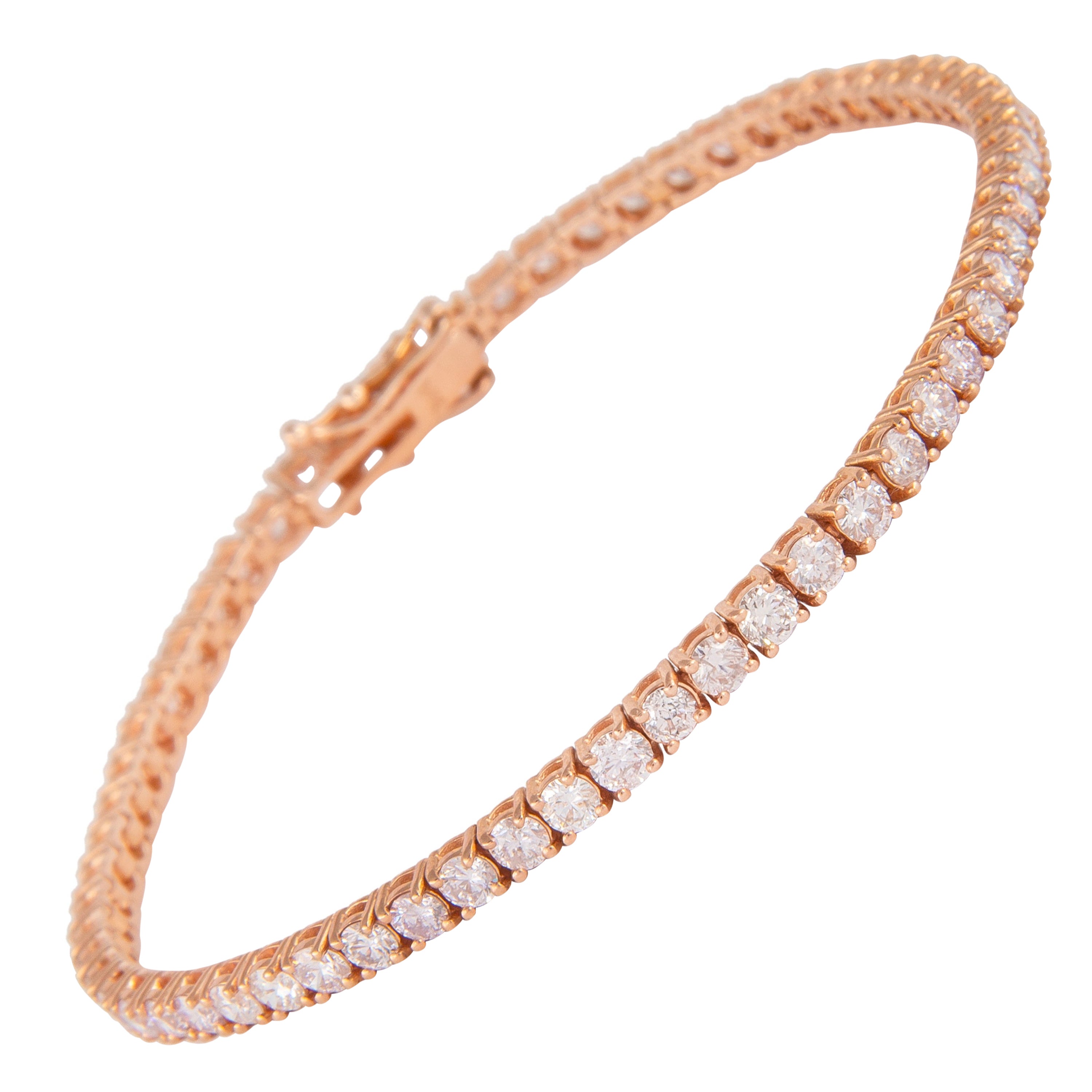 Alexander Bracelet tennis en or rose 14 carats avec diamants de 4,30 carats en vente