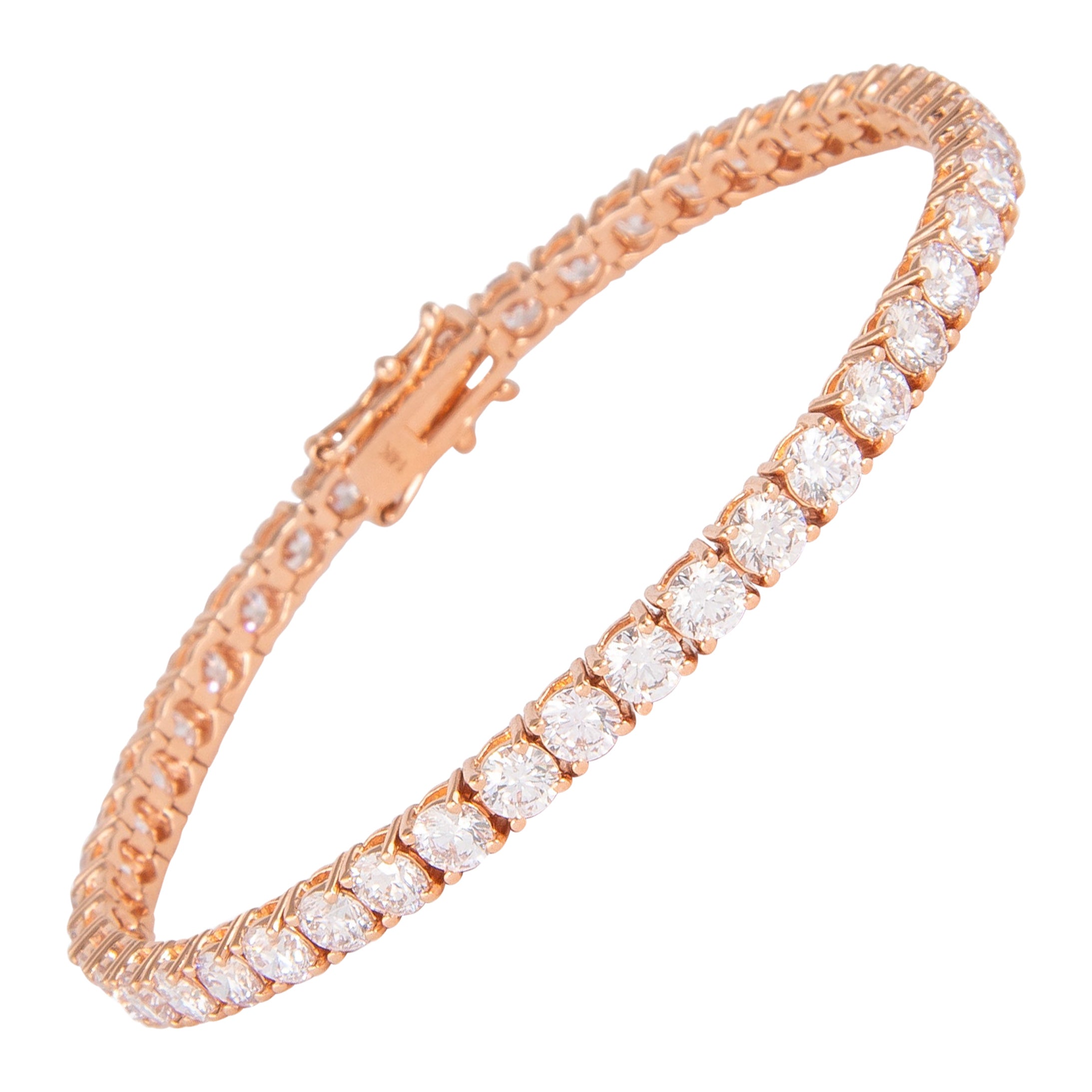 Alexander Bracelet tennis en or rose 14 carats avec diamants de 8,80 carats en vente
