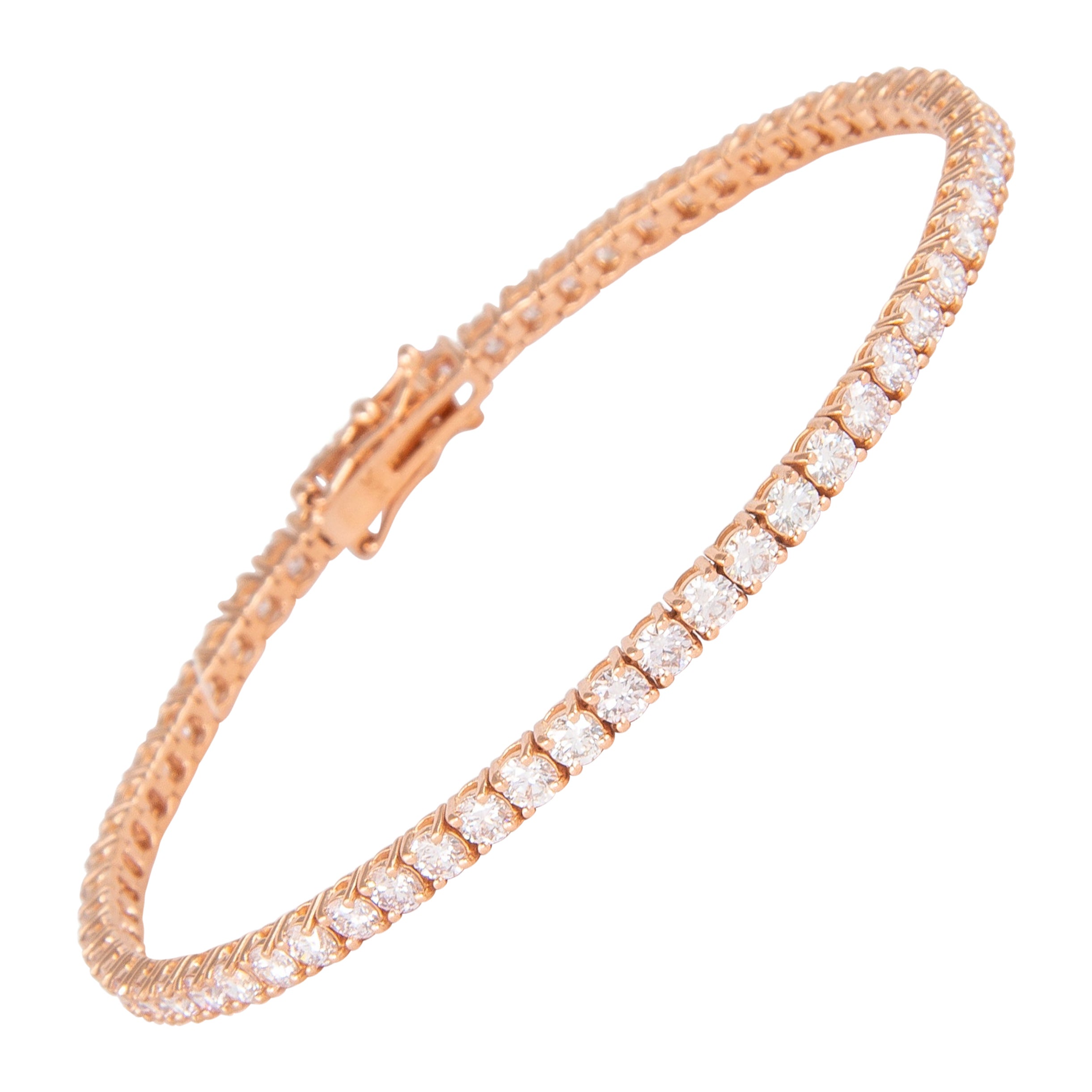 Alexander Bracelet tennis en or rose 14 carats avec diamants de 4,69 carats en vente