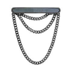 Black IP Stainless Steel RT Elements Brooch with Hematite