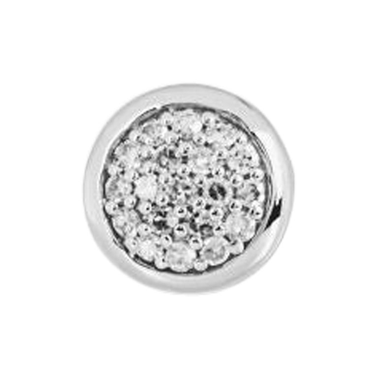 Round Diamond Pavé Stud Earring in Sterling Silver For Sale at 1stDibs