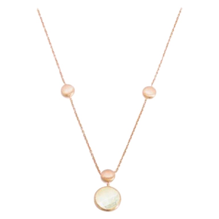 14K Satin Rose Gold Kensington Single Stone Necklace with White Mother of Pearl