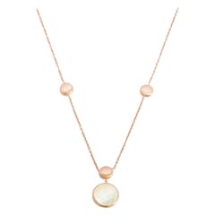 14K Satin Rose Gold Kensington Single Stone Necklace with White Mother of Pearl