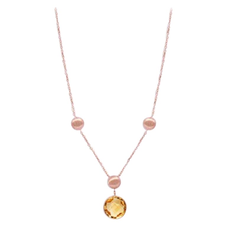 14K Satin Rose Gold Kensington Necklace with Citrine For Sale