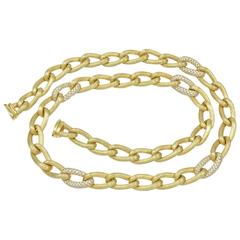 Gorgeous Henry Dunay Sabi Long Gold Chain with Diamond Stations