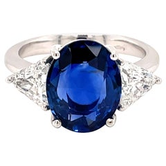 Vintage Certified 6 Carat Unheated Burma Sapphire Diamond Engagement Ring