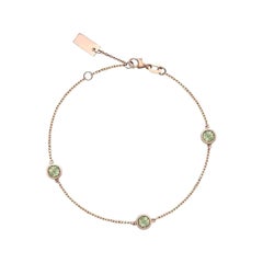 Ecksand 14k Rose Gold Three Green Sapphire Bracelet