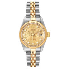 Vintage Rolex Datejust Steel Yellow Gold Diamond Dial Ladies Watch 79173