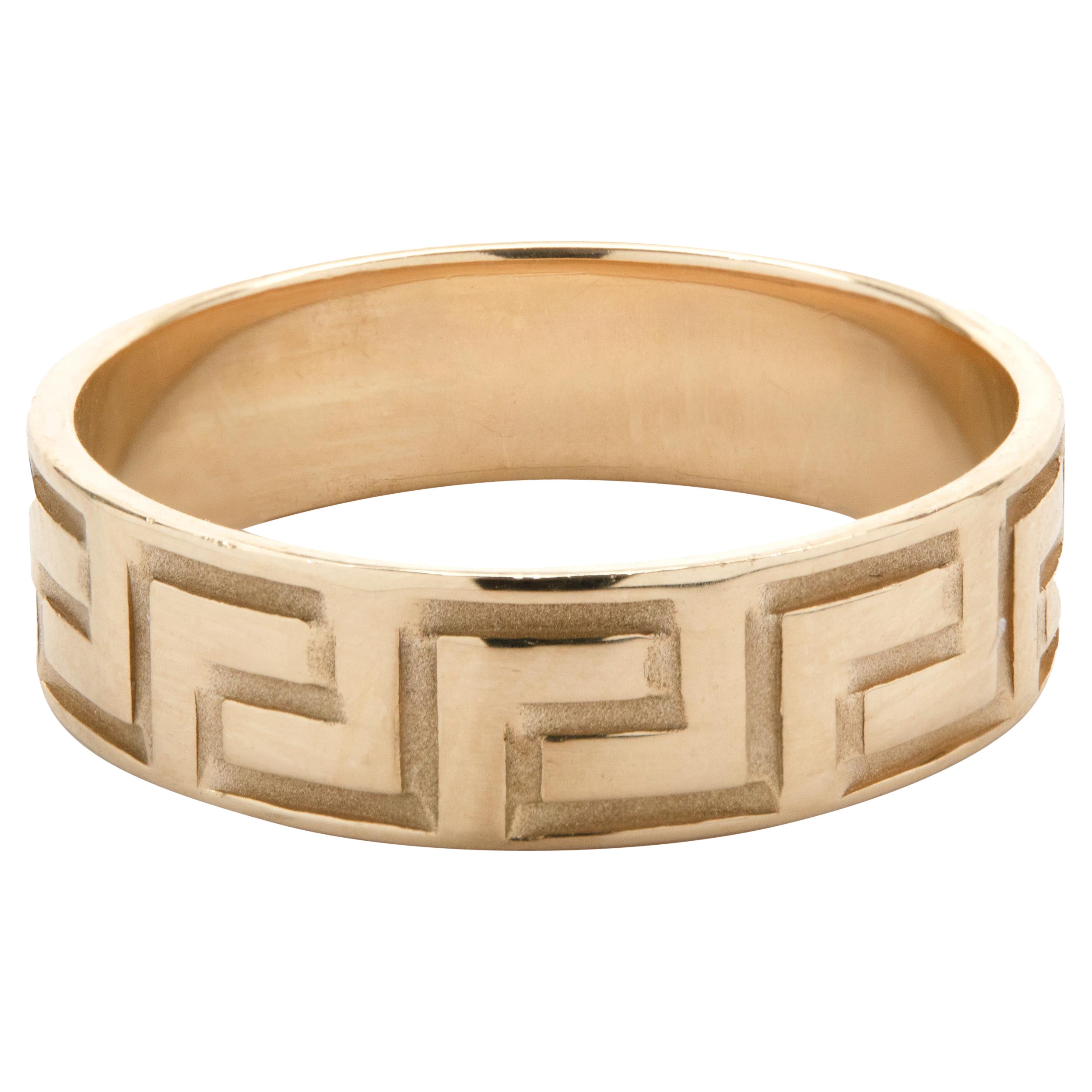 Victorian Enamel 14 Karat Gold Greek Key Band Ring at 1stDibs