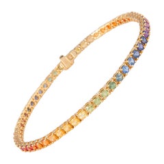 Bracciale Tennis Alexander con zaffiro arcobaleno da 5,58 carati in oro giallo 18 carati