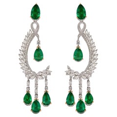 15 Carat Emerald and Diamond Earrings in 18 Karat White & Yellow Gold