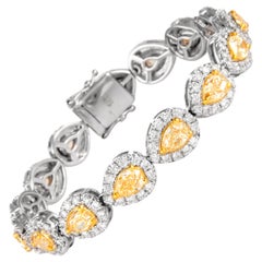 Alexander 15.19ct Pear Fancy Yellow Diamond Bracelet with Halo 18k Two-Tone