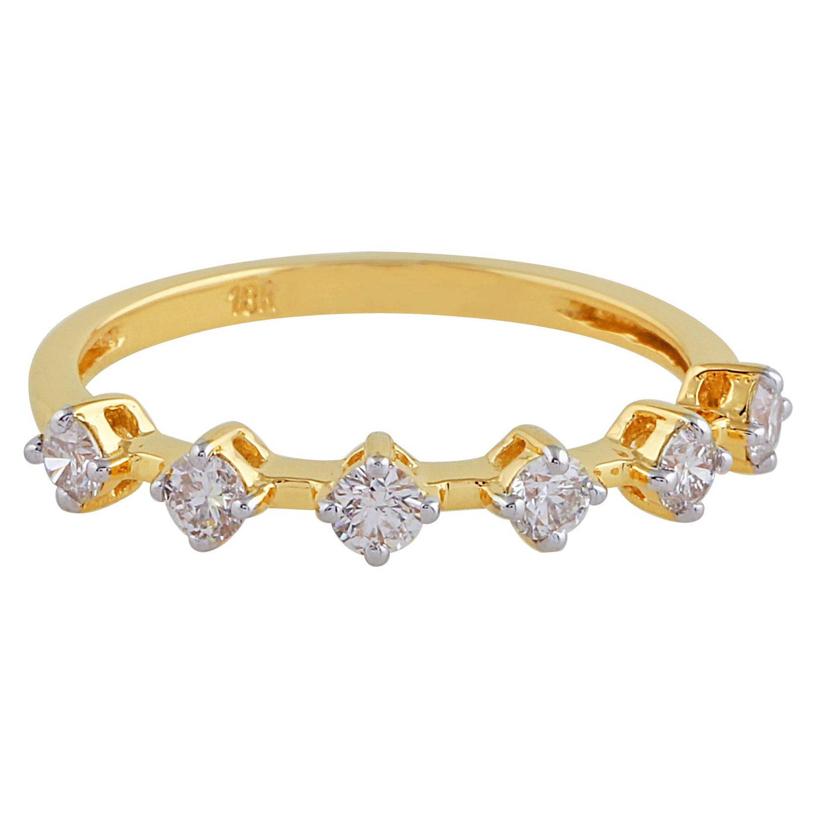 For Sale:  0.45 Carat SI Clarity HI Color Diamond Band Ring Solid 18k Yellow Gold Jewelry