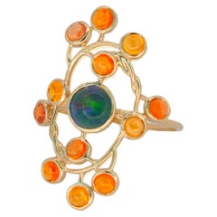 14 Karat Gold Ring with Opal and Sapphires