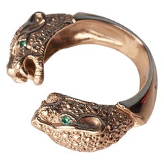 Emerald Two Head Jaguar Ring Animal Gold J Dauphin
