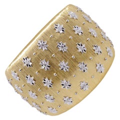 Diamond 18 Karat Gold Cuff Bracelet in Florentine Finish, Prime Goddess Cuff