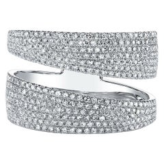Pave 0.80 Carat Diamond White Gold Open Bypass Wrap Ring