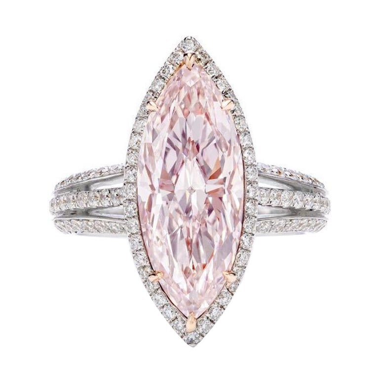 Emilio Jewelry Anillo de Diamante Rosa de 5,00 Quilates Certificado por el GIA