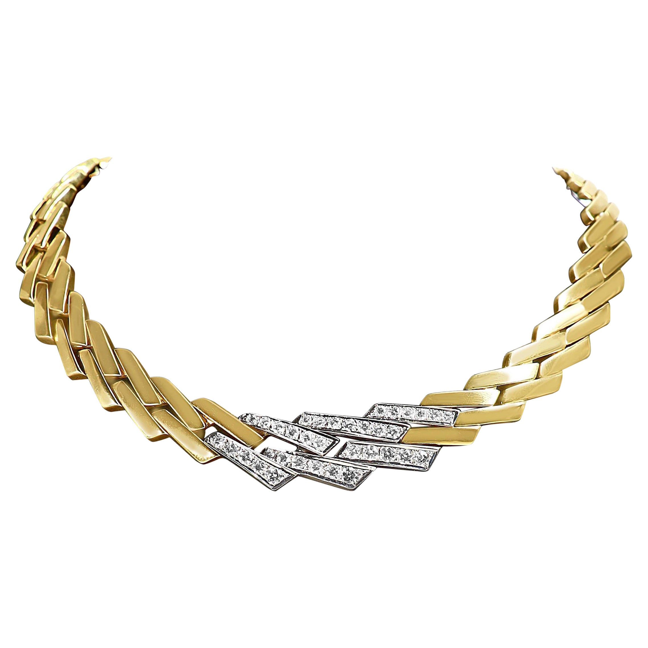 14K Gelbgold 2 3/4 Karat Pave Diamant Miami Cuban Curb Link Kette Halskette im Angebot
