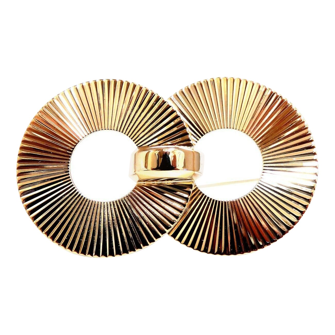 Art Deco Iconic Double Pin Circular Ray For Sale