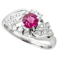0.62 ct Natural Ruby and 0.21 ct Natural White Diamonds Ring