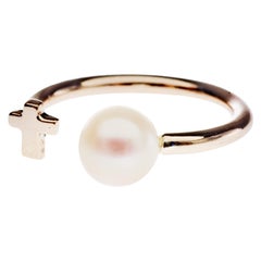Pearl Gold Ring Cross Cocktail Ring J Dauphin