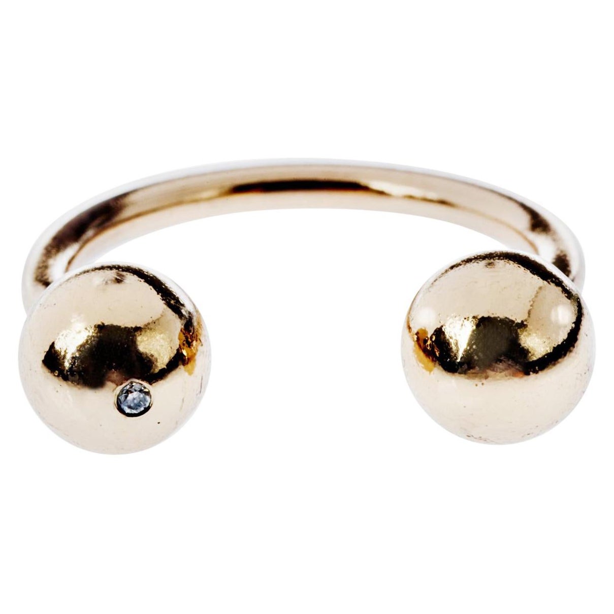 White Diamond Ring Ball Gold Cocktail Ring J Dauphin For Sale