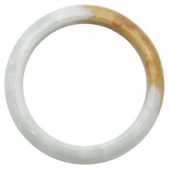 Light Greenish Grey and Brown Jadeite Jade Bangle Bracelet, A-Jade Certified