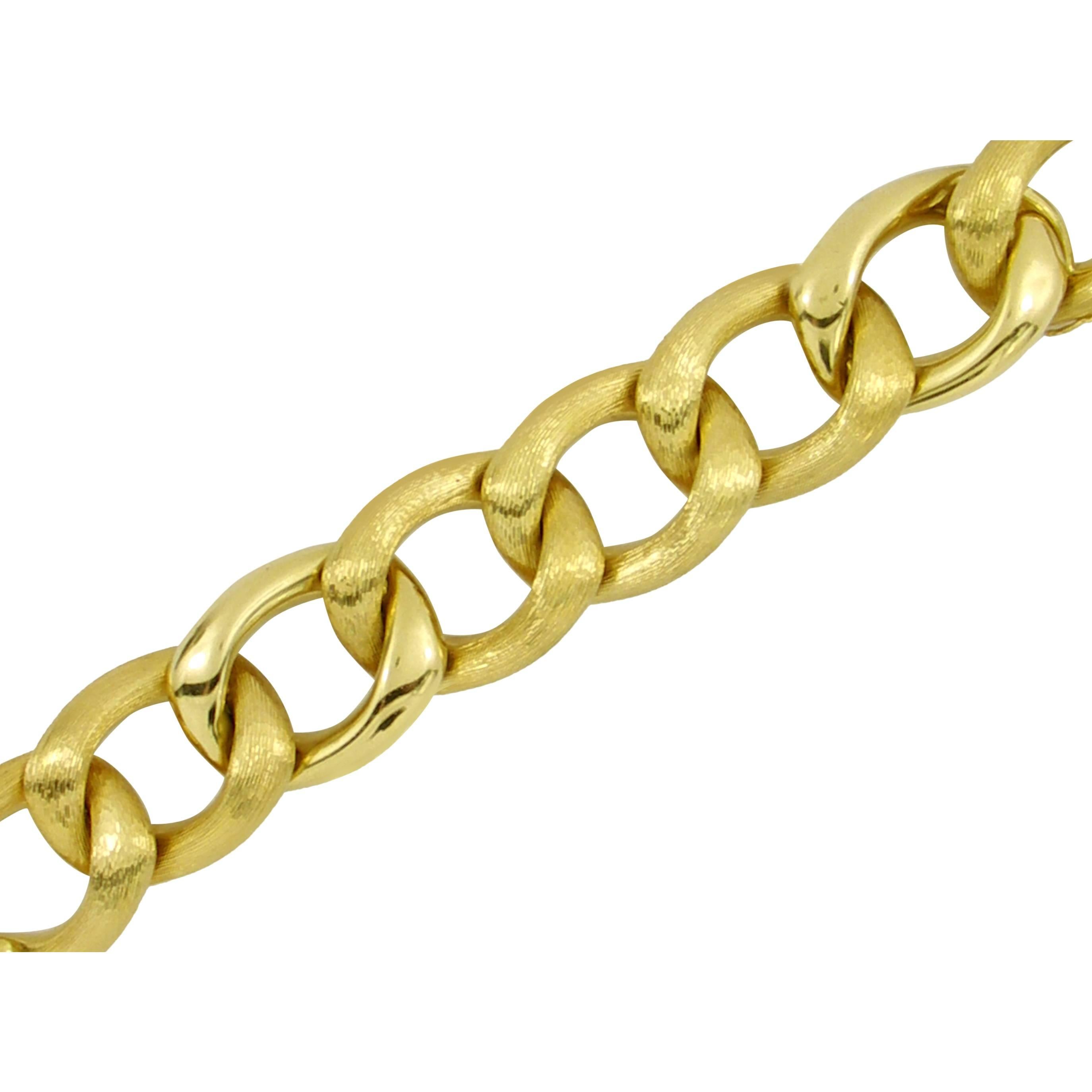 Gold Bracelet with Florentine and High Polished Links