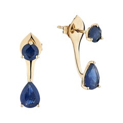 Ecksand 14k Yellow Gold Jacket Blue Sapphire Earrings