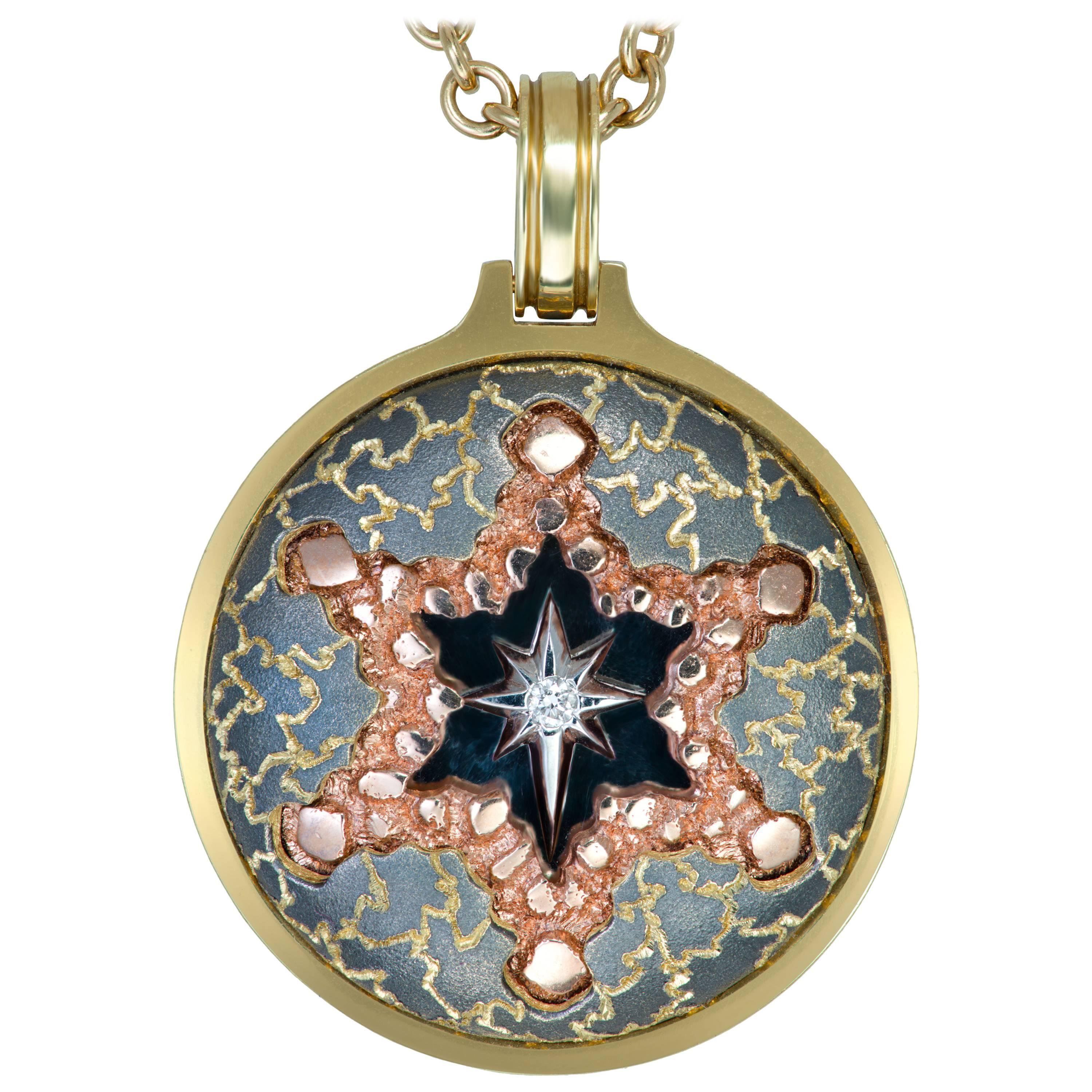 Alex Soldier Diamond Gold Star Pendant Necklace On Chain Handmade in NYC Ltd Ed