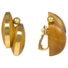 Artist Jewel by Sophia Vari Brazilian Wood and Gold Earrings