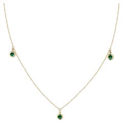 Ecksand 14k Yellow Gold Three Emerald Choker Necklace