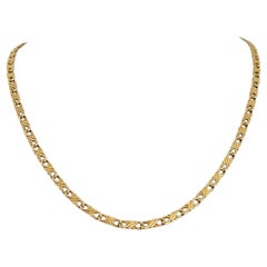 14 Karat Yellow Gold Solid Fancy Link Chain Necklace Italy