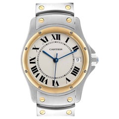 Cartier Santos Ronde Yellow Gold Steel Unisex Watch W20036R3 Box Papers