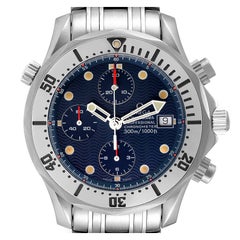 Omega Seamaster Chronograph Blue Dial Steel Mens Watch 2598.80.00 Box Card