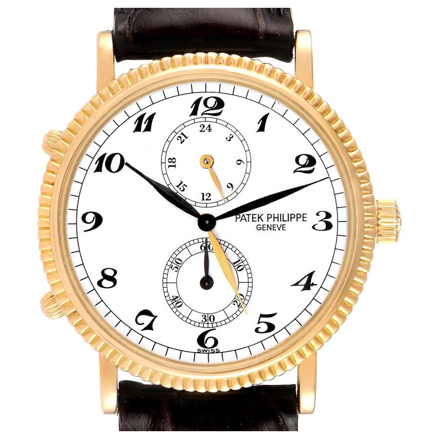 Patek Philippe Calatrava Travel Time Yellow Gold Mens Watch 5034