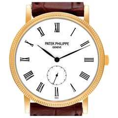 Patek Philippe Calatrava Yellow Gold White Dial Mens Watch 5119 Papers