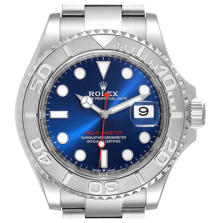 Rolex Yachtmaster Steel Platinum Blue Dial Mens Watch 126622 Box Card