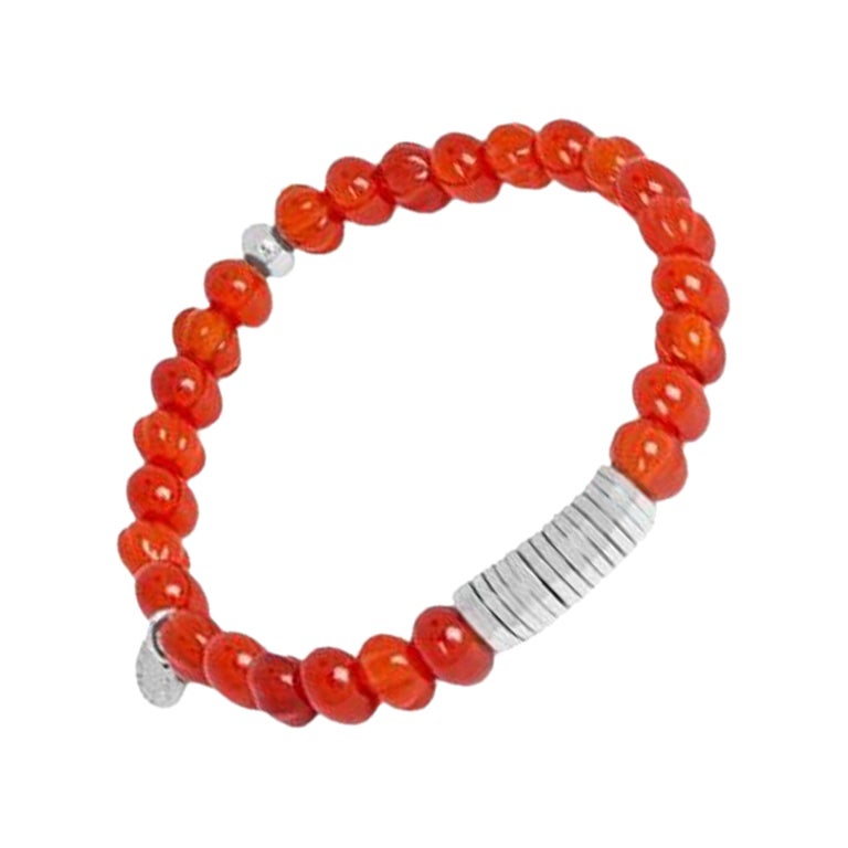 Classic Discs Bracelet with Carnelian and Sterling Silver, Size S For Sale
