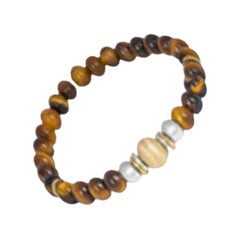 Santorini Bracelet in Tiger Eye and Gold Plated Sterling Silver, Size S
