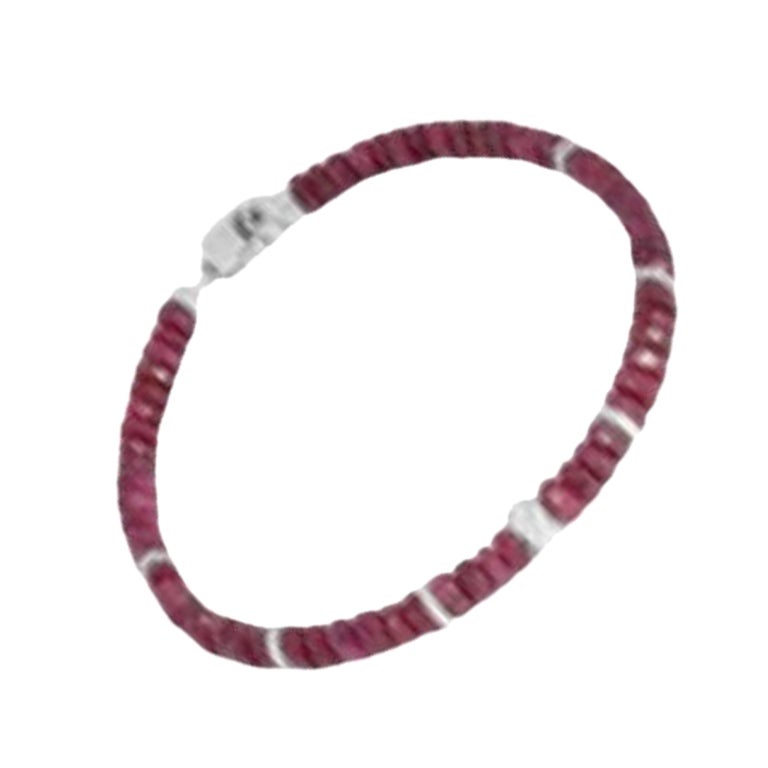 Nodo Bracelet with Ruby and Sterling Silver, Size XS For Sale