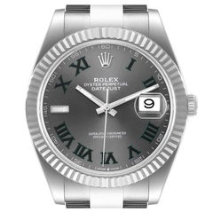 Rolex Datejust 41 Steel White Gold Wimbledon Dial Mens Watch 126334 Box Card