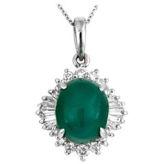 4.50 Ct Natural Chalcedony and 0.41 Ct Natural White Diamonds Pendant