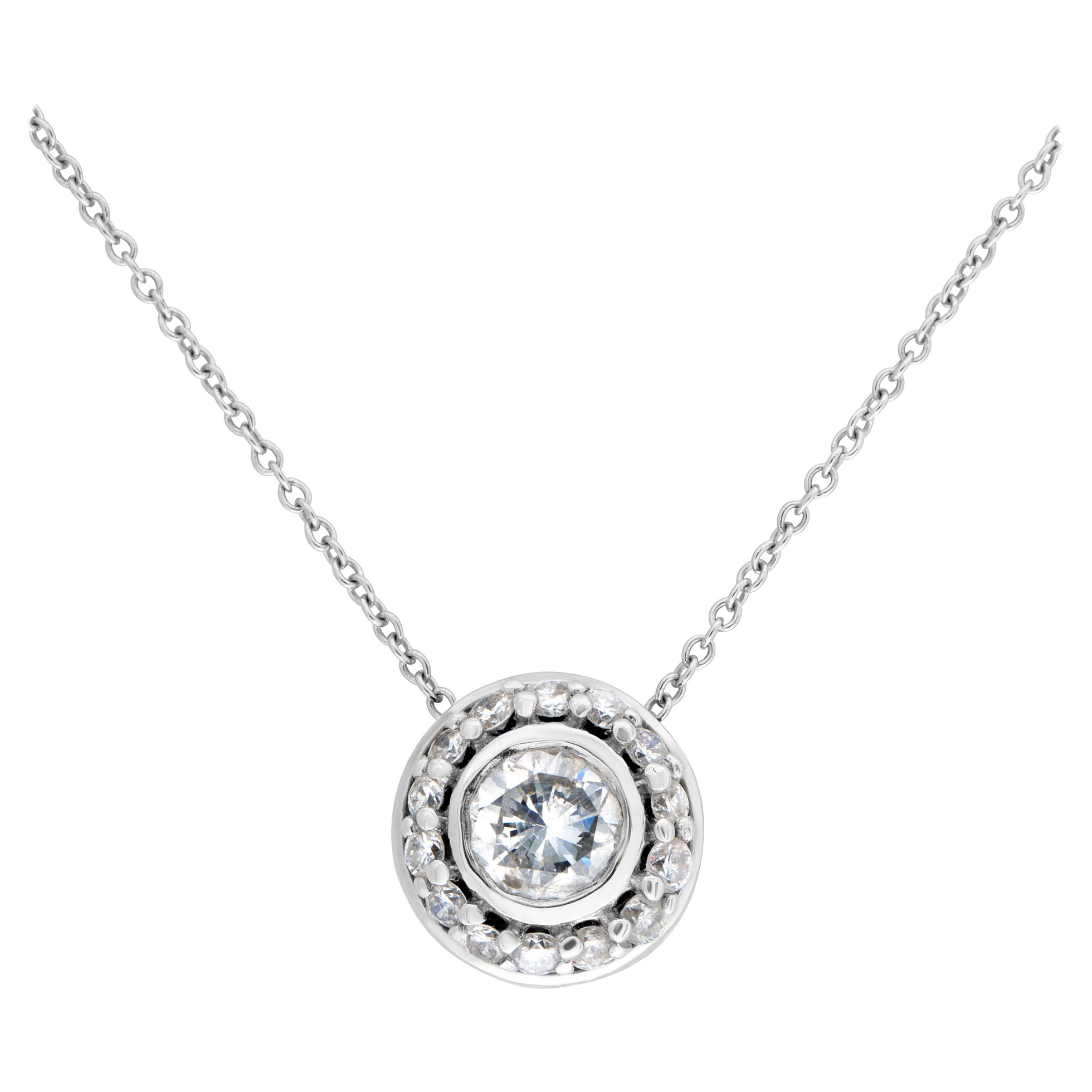 14k white gold necklace with pearl accents For Sale at 1stDibs